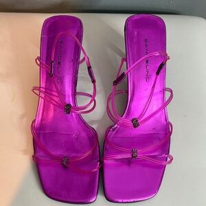 Hot Pink Strappy Kitten Heels – Y2K Barbiecore Vibes – Size 8.5